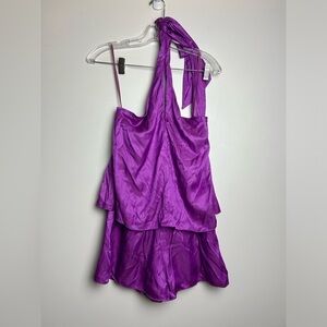 Do+Be Halter sexi Romantic Open front Romper purple Magenta style y20362 size S